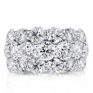 Triple Row Eternity Round Wedding Band