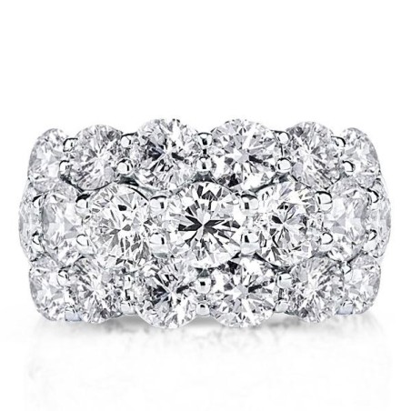 Triple Row Eternity Round Wedding Band