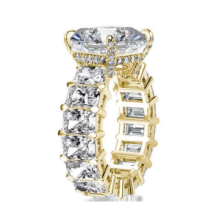 Golden Radiant Eternity Engagement Ring
