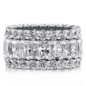 Triple Row Eternity Wedding Band In Sterling Silver Ring