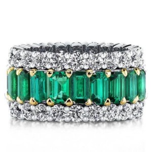 Italo Emerald Ring Multi Row Emerald Cut Eternity Wedding Band