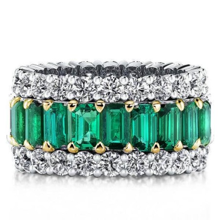 Italo Emerald Ring Multi Row Emerald Cut Eternity Wedding Band