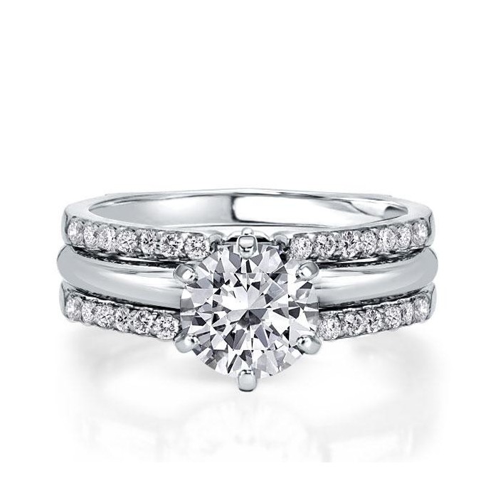 Italo Round Cut Inset Guard Enhancers Engagement Rings Sets