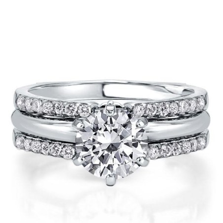 Italo Round Cut Inset Guard Enhancers Engagement Rings Sets