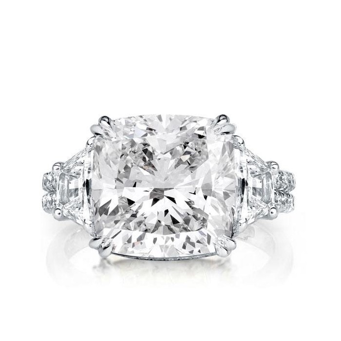 Italo Cushion Cut Engagement Ring 3 Stone Engagement Ring
