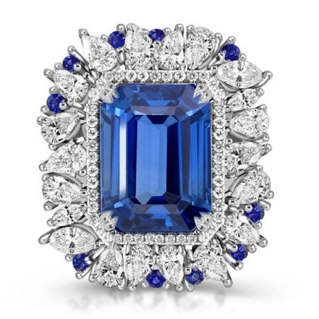 Italo Emerald Cut Engagement Ring Blue Sapphire Engagement Ring