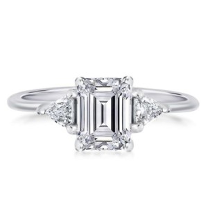 Three Stone Emerald Cut Engagement Ring