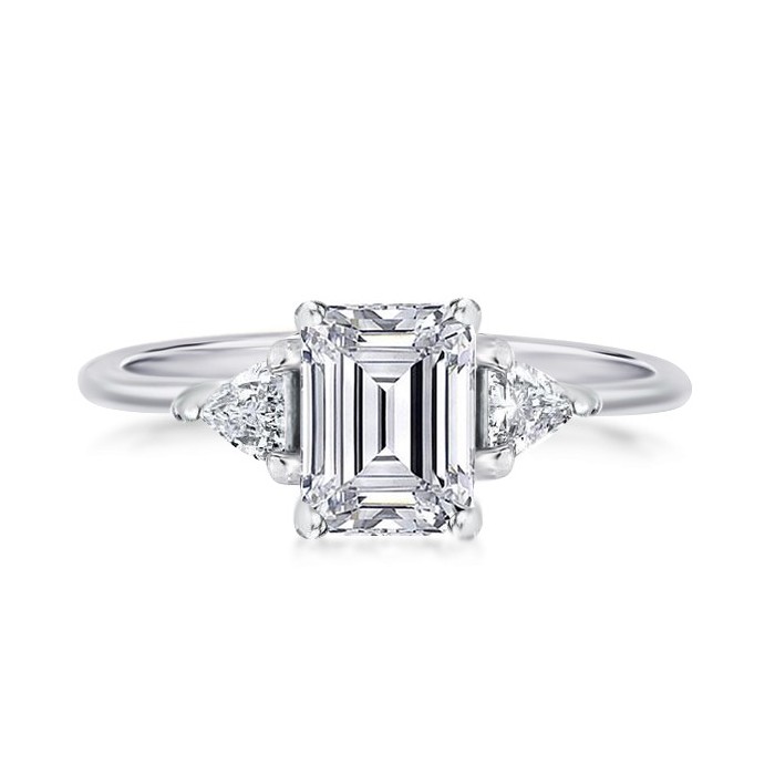 Three Stone Emerald Cut Engagement Ring