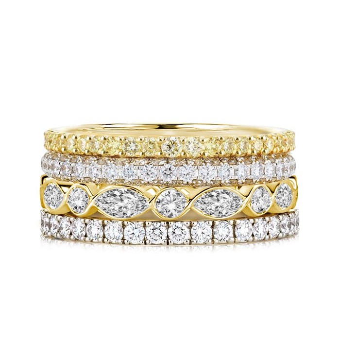 Italo Eternity Wedding Band For Women Stackable Ring Set
