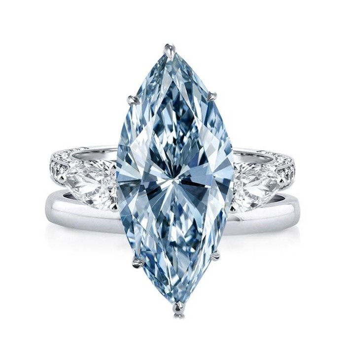 Italo Blue Topaz Ring Marquise Cut Engagement Rings Sets