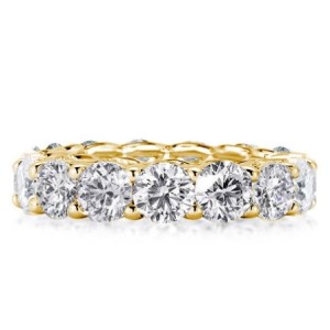 Italo Golden U-prong White Sapphire Eternity Band For Women