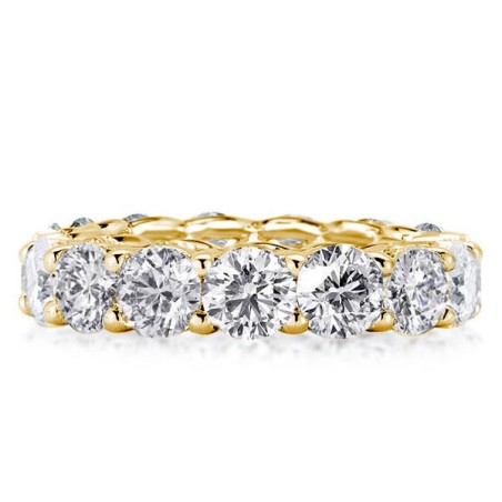 Italo Golden U-prong White Sapphire Eternity Band For Women