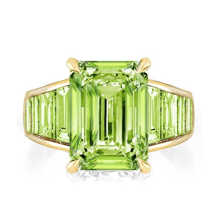 Italo Emerald Cut Peridot Engagement Ring In Sterling Silver