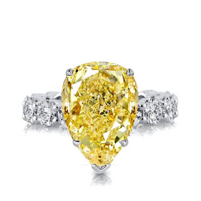 Yellow Topaz Pear Cut Unique Engagement Ring Promise Ring
