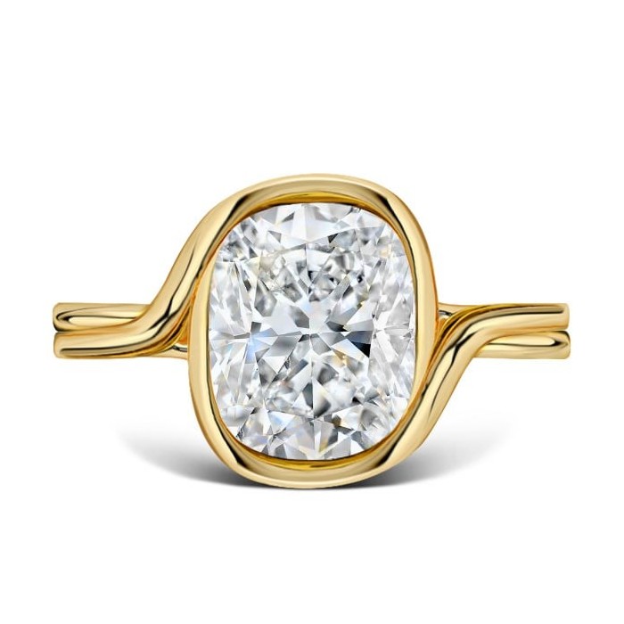 Italo White Cushion Cut Solitaire Ring Vintage Engagement Ring