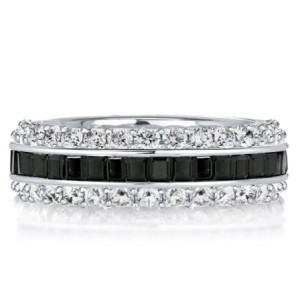 Italo Black Sapphire Ring Wide Band Ring For Ladies Eternity Band For Women
