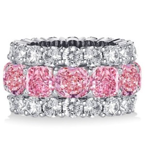 Italo Cushion Cut Created Pink Sapphire Wedding Band For Women