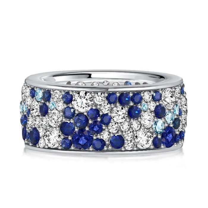 Italo Blue Sapphire Eternity Band Wide Band Rings For Ladies