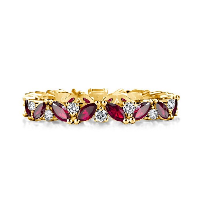 Italo Ruby Ring Marquise & Round Cut Wedding Band