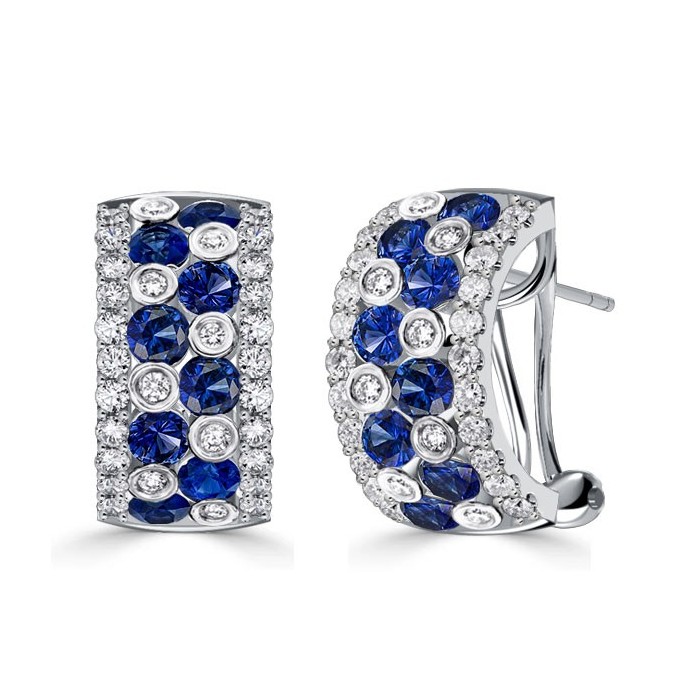 Italo Bezel Blue & White Sapphire Omega Hoops Vintage