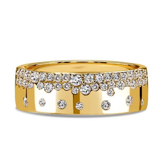 Italo Flush Set Band Half Eternity Wedding Band For Women Waterfall Ring