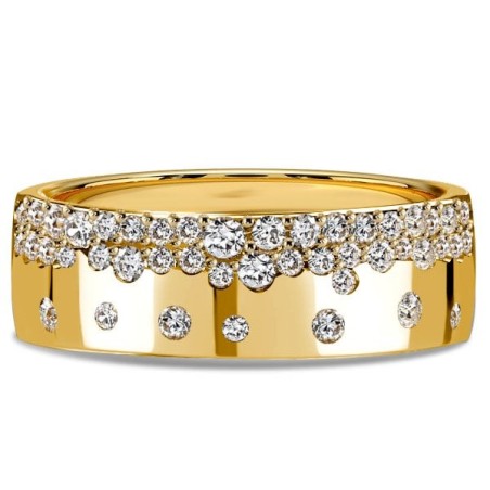 Italo Flush Set Band Half Eternity Wedding Band For Women Waterfall Ring