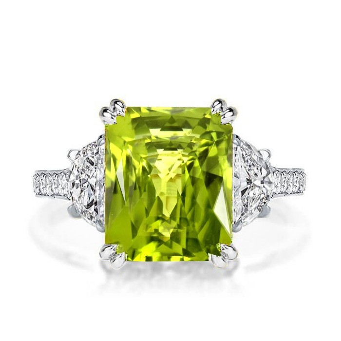 Italo Radiant Cut Peridot Engagement Ring For Women