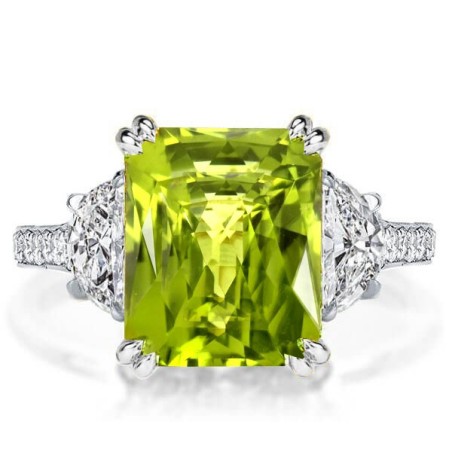 Italo Radiant Cut Peridot Engagement Ring For Women