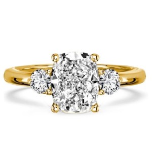 Italo Three Stone Cushion Cut Engagement Rings