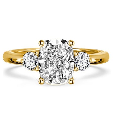 Italo Three Stone Cushion Cut Engagement Rings