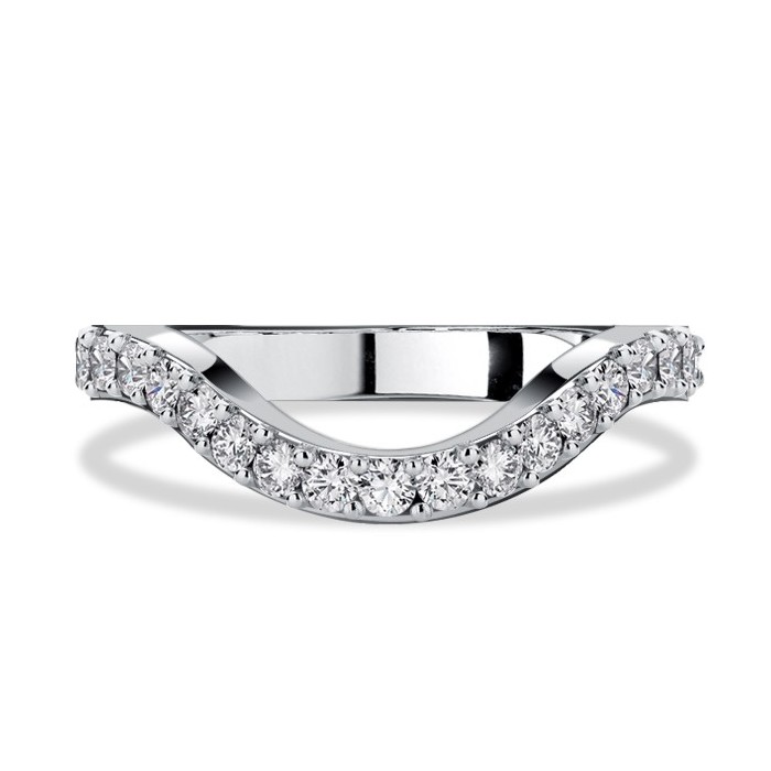 Italo Round Cut Arch Curved Ring Chevron Wedding Band