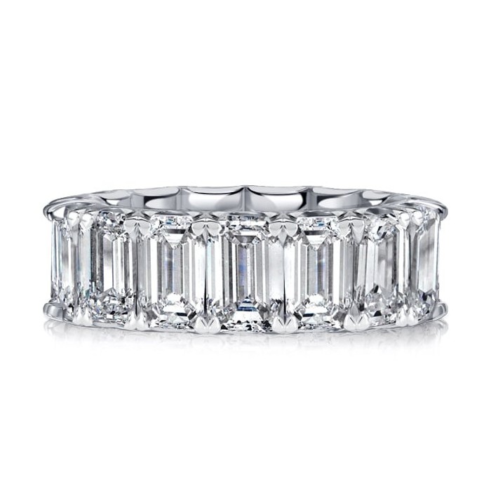 Italo U-prong Emerald Cut Eternity Wedding Band For Women