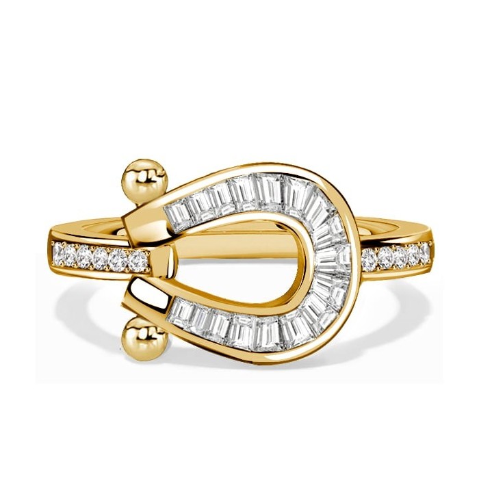 Italo Golden Channel Set Horseshoe Ring Engagement Ring