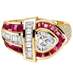 Italo Golden Ruby Sapphire Ring Heart Cut Vintage Engagement Ring