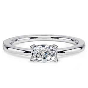 Italo East West Cushion Cut White Sapphire Engagement Rings