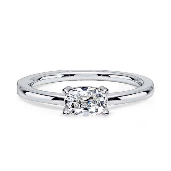 Italo East West Cushion Cut White Sapphire Engagement Rings