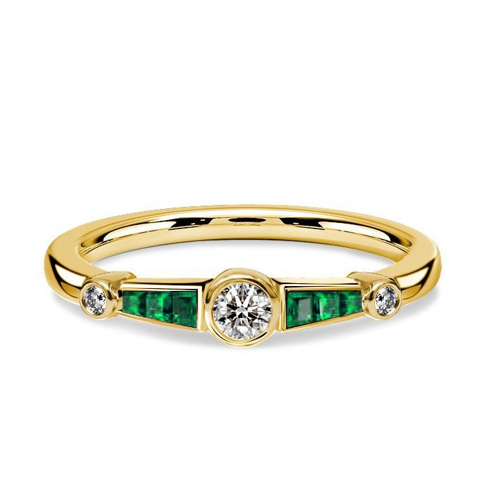 Italo Golden Emerald Sapphire Ring Vintage Engagement Ring