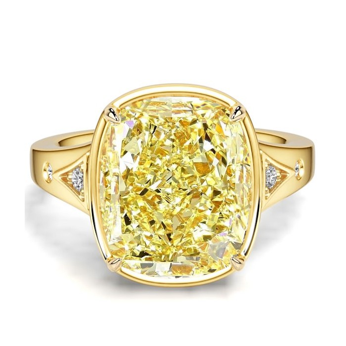 Italo Elongated Cushion Cut Yellow Topaz Engagement Ring 5.5 Carat Ring