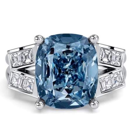 Italo Split Shank Cushion Cut Blue Topaz Unique Engagement Rings