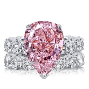 Italo Pear Cut Pink Sapphire Eternity Engagement Ring Sets For Women