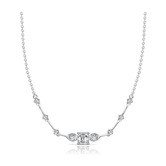 Italo Chevron Necklace Asscher Cut White Sapphire Pendant Necklace For Women