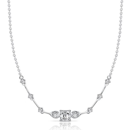 Italo Chevron Necklace Asscher Cut White Sapphire Pendant Necklace For Women
