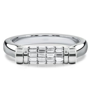 Italo Unique White Sapphire Baguette Cut Flip Ring Anniversary Band For Women