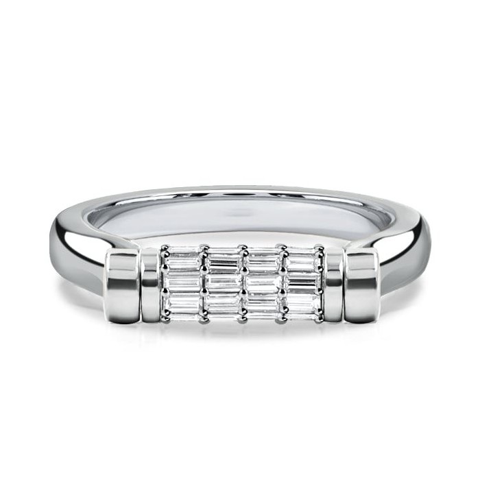 Italo Unique White Sapphire Baguette Cut Flip Ring Anniversary Band For Women