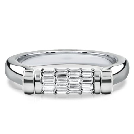 Italo Unique White Sapphire Baguette Cut Flip Ring Anniversary Band For Women