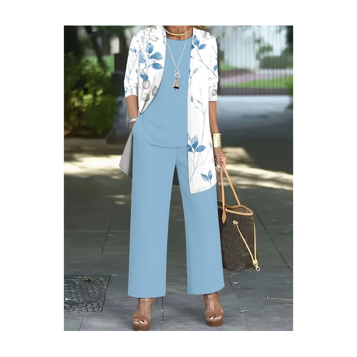 Women Floral Printing Matching Outfit Daily Long Sleeve Casual Spring/Fall Multi-Piece Set Matching Set