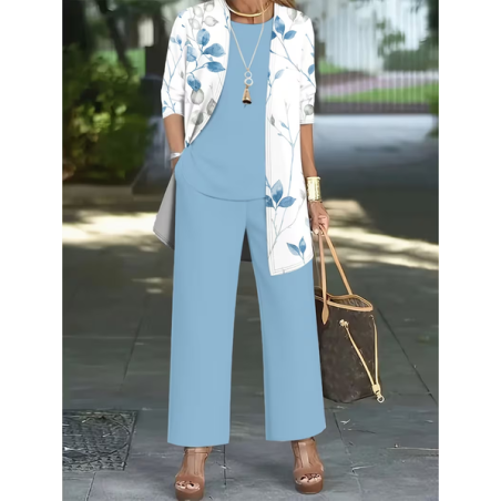 Women Floral Printing Matching Outfit Daily Long Sleeve Casual Spring/Fall Multi-Piece Set Matching Set