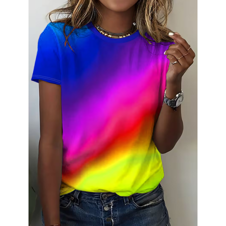 Women Abstract Short Sleeve Tee T-shirt Crew Neck Printing Casual Graphic Tee Summer Top