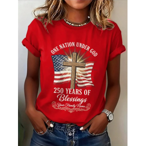 Women Text Letters Short Sleeve Tee T-shirt Crew Neck Printing Casual Graphic Tee Summer Top