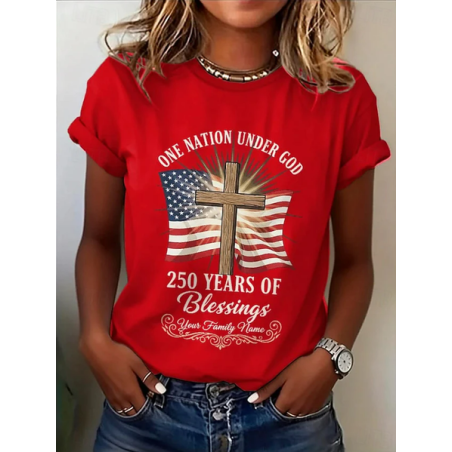 Women Text Letters Short Sleeve Tee T-shirt Crew Neck Printing Casual Graphic Tee Summer Top